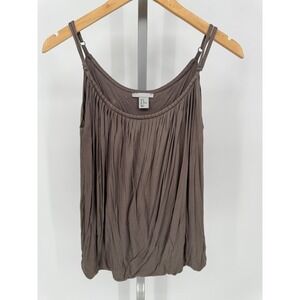 H&M Brown Gathered Spaghetti Strap Tank‎ Top Women's Size M